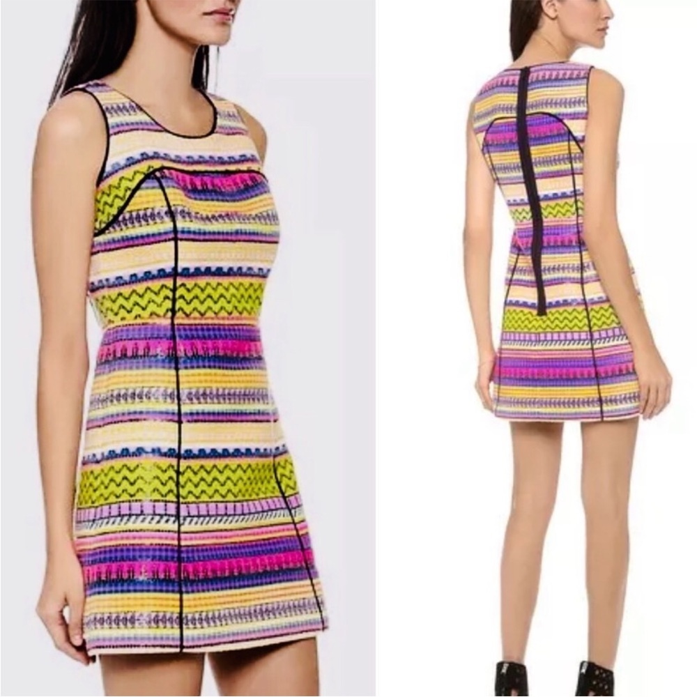 Milly Sleeveless Mini Dress in Yellow, Pink & Blue Stripe
